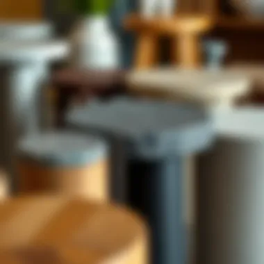 Diverse Materials Showcasing Durability Various materials used in the construction of tall narrow stools