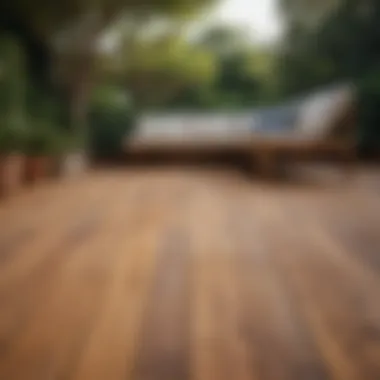 Beautiful teak deck overlooking a serene garden