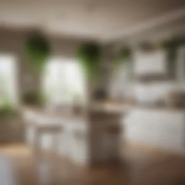 Stylish Kitchen with Hanging Plants Stylish kitchen adorned with artificial hanging plants enhancing the ambiance