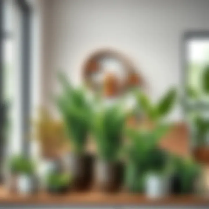 Creative display of fern potted plants in modern decor