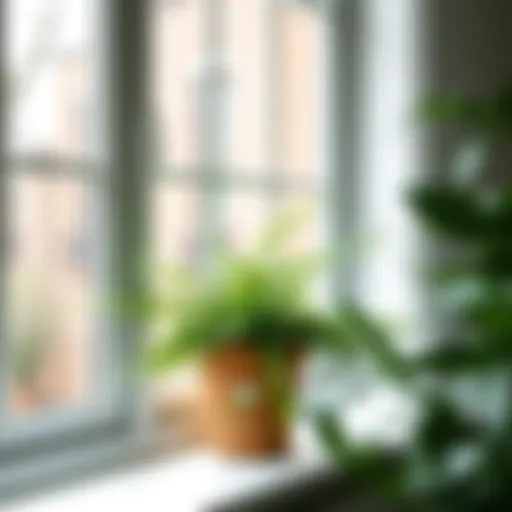 Lush fern potted plant on a bright windowsill