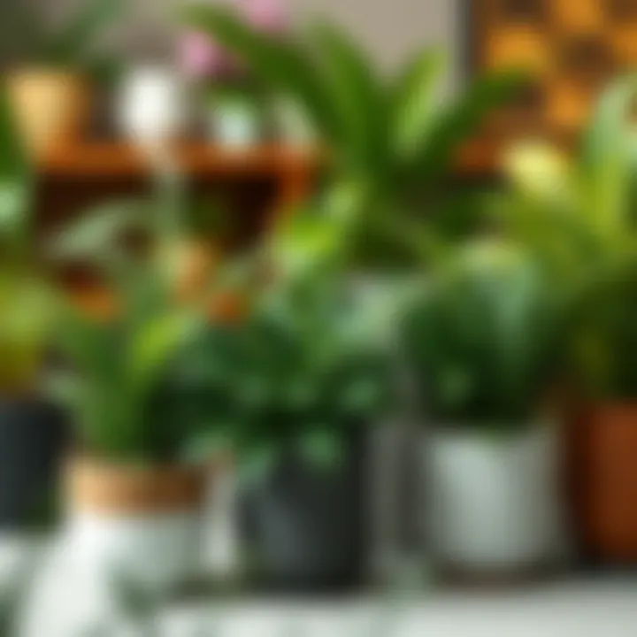 Variety of fern species in stylish pots