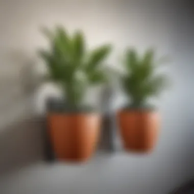 Close-up of unique wall-mounted pot designs