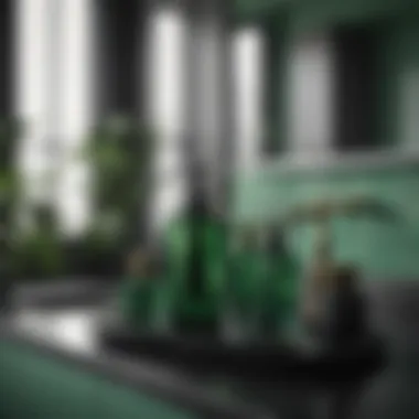 Stylish Accessories for a Chic Bathroom Stylish bathroom accessories in green and black hues