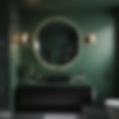 Balanced Lighting in Green and Black Bathroom Well-lit green and black bathroom showcasing design balance