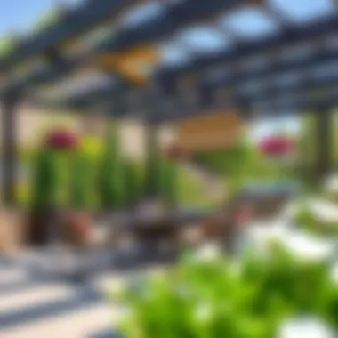 Strength and Elegance in Metal Designs Durable metal patio furniture under a shaded pergola