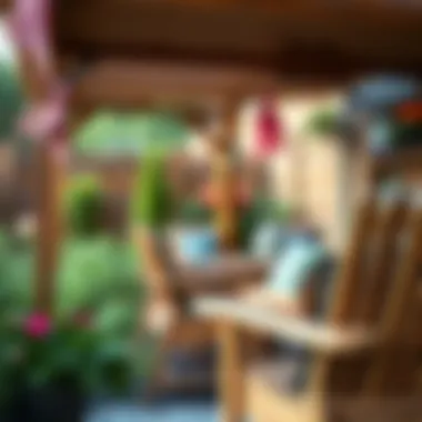 Artistry in Wooden Design Close-up of wooden patio furniture showcasing craftsmanship