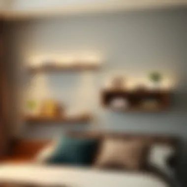 Stylish Floating Shelves with Decorative Lighting Stylish floating shelves with decorative lighting