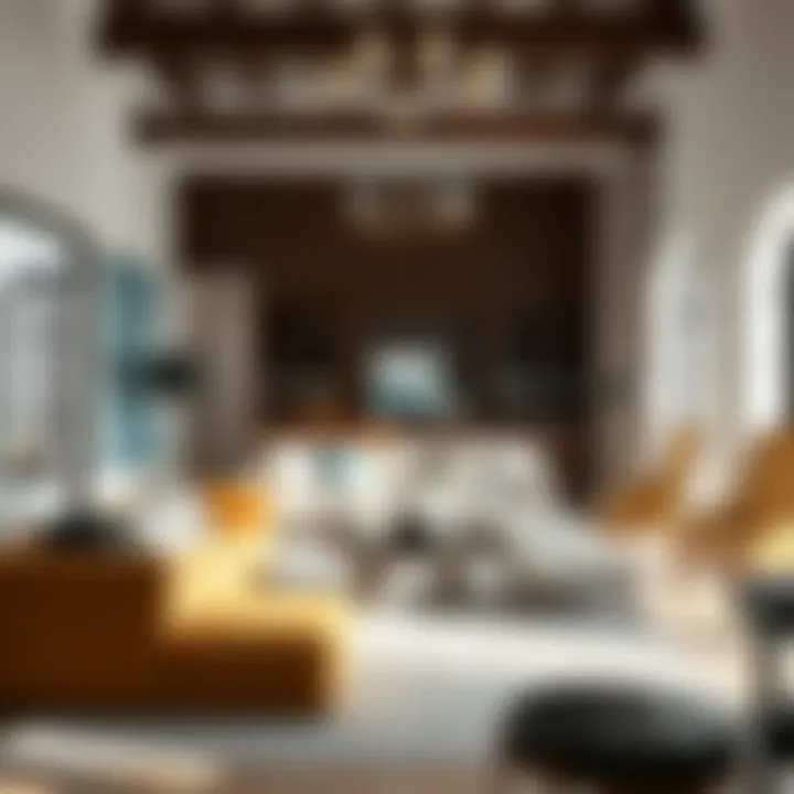 A beautifully arranged living space featuring various furniture styles and aesthetics