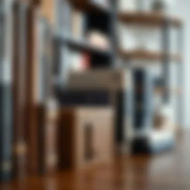 A close-up of various materials used in book stands and shelves, highlighting texture.