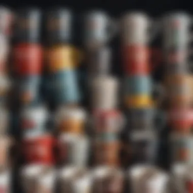 Close-up of various coffee mug materials