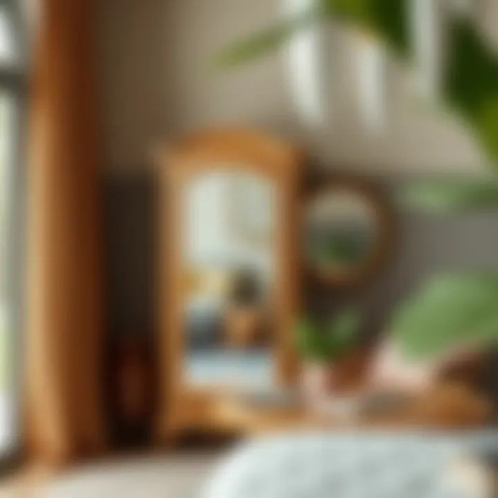 Cozy corner featuring a small armoire with a mirror enhancing the space