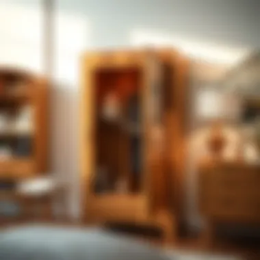 Modern small armoire showcasing its storage capabilities and mirror