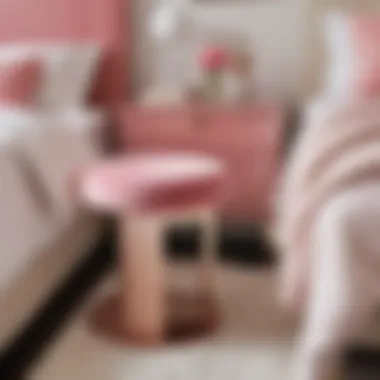 The Allure of Pink: A Modern Bedroom Accent Elegant pink vanity stool in a modern bedroom setting