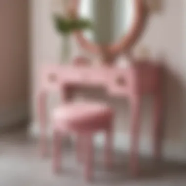 Styling Sophistication: Arranging the Pink Vanity Stool Stylishly arranged pink vanity stool with decorative elements