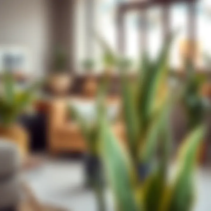 Stylish indoor setting featuring snake plants as decorative elements