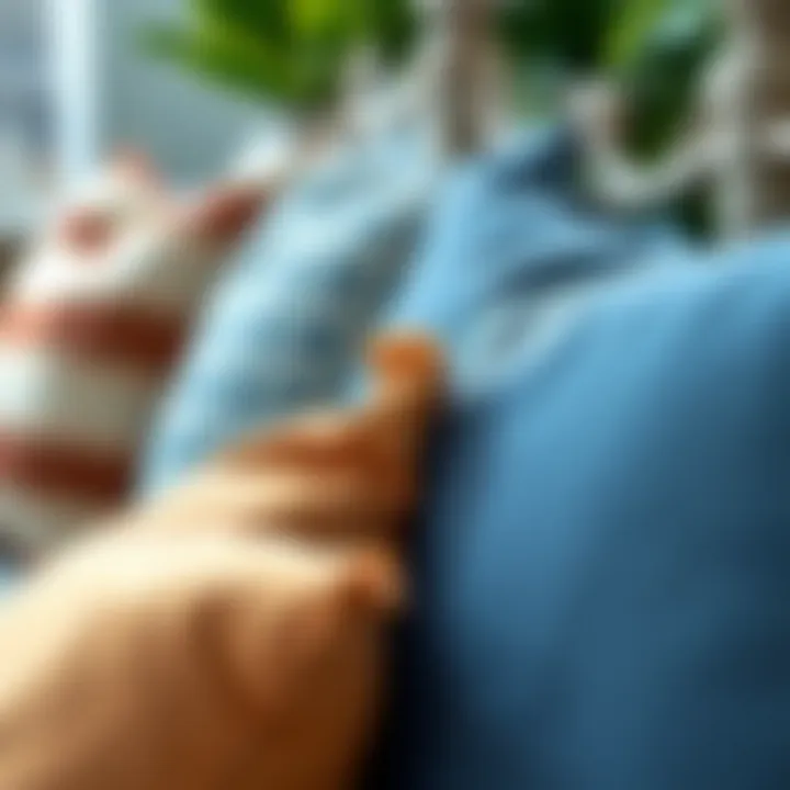 Texture Matters: Fabric Selection for Outdoor Pillows Close-up of fabric textures showcasing brown and blue pillows