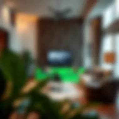 Elegant living room showcasing green watt LED lighting