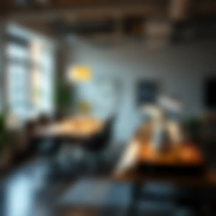 Stylish workspace illuminated by energy-efficient lighting