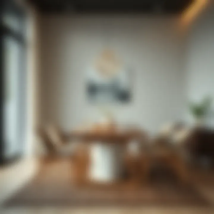 Contemporary dining room showcasing a minimalist mat