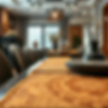 Close-up of intricate mat design in dining area