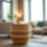 Stylish washable basket in modern living room