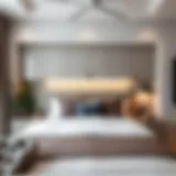 Modern built-in headboard with integrated lighting