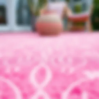 Close-up of pink outdoor rug texture
