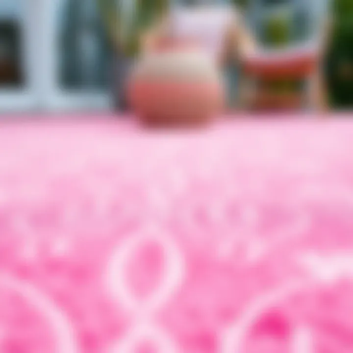 Close-up of pink outdoor rug texture