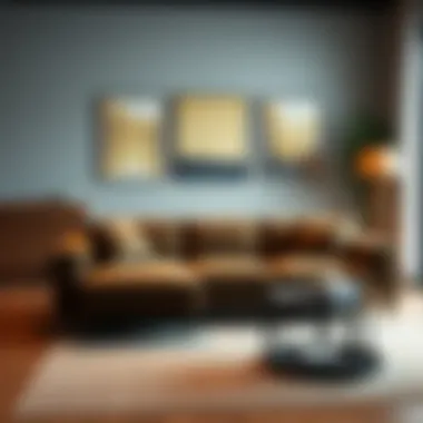 Modern two-person couch with cup holders in a stylish living room