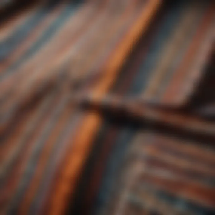 Close-up of the intricate weaving patterns of a striped king blanket, highlighting the craftsmanship involved.