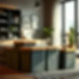 Stylish plastic storage bins with covers arranged in a modern living space