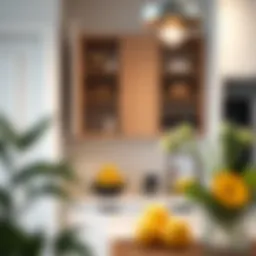 Sleek modern wall cabinet in a compact kitchen