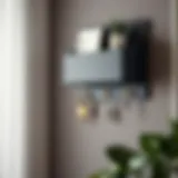 Elegant wall mounted organizer with key hooks and mail slot