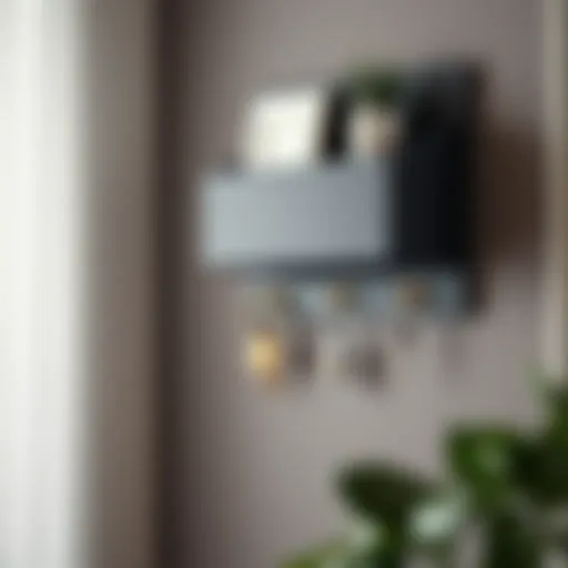 Elegant wall mounted organizer with key hooks and mail slot