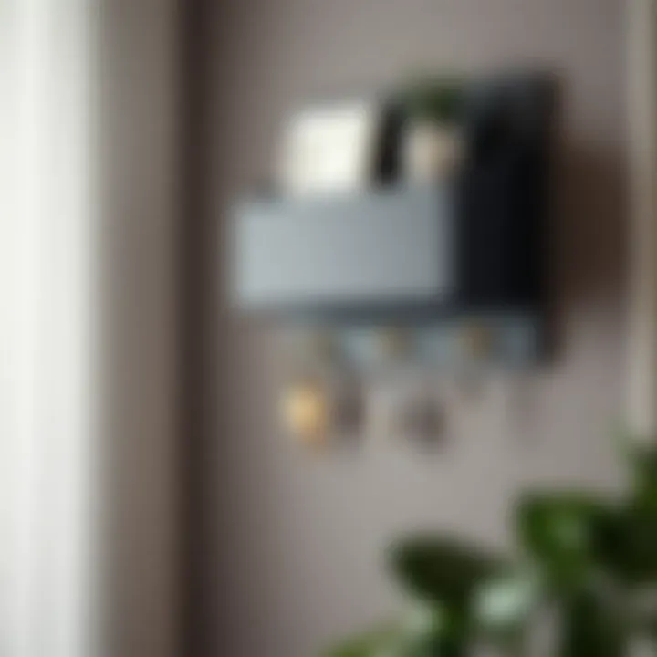 Elegant wall mounted organizer with key hooks and mail slot